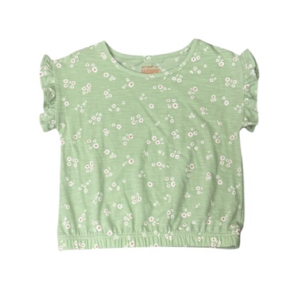 Cat & Jack Other - Cat & Jack Girls Green Floral Flutter Sleeve Blouse Top Size M (8) Casual Cute